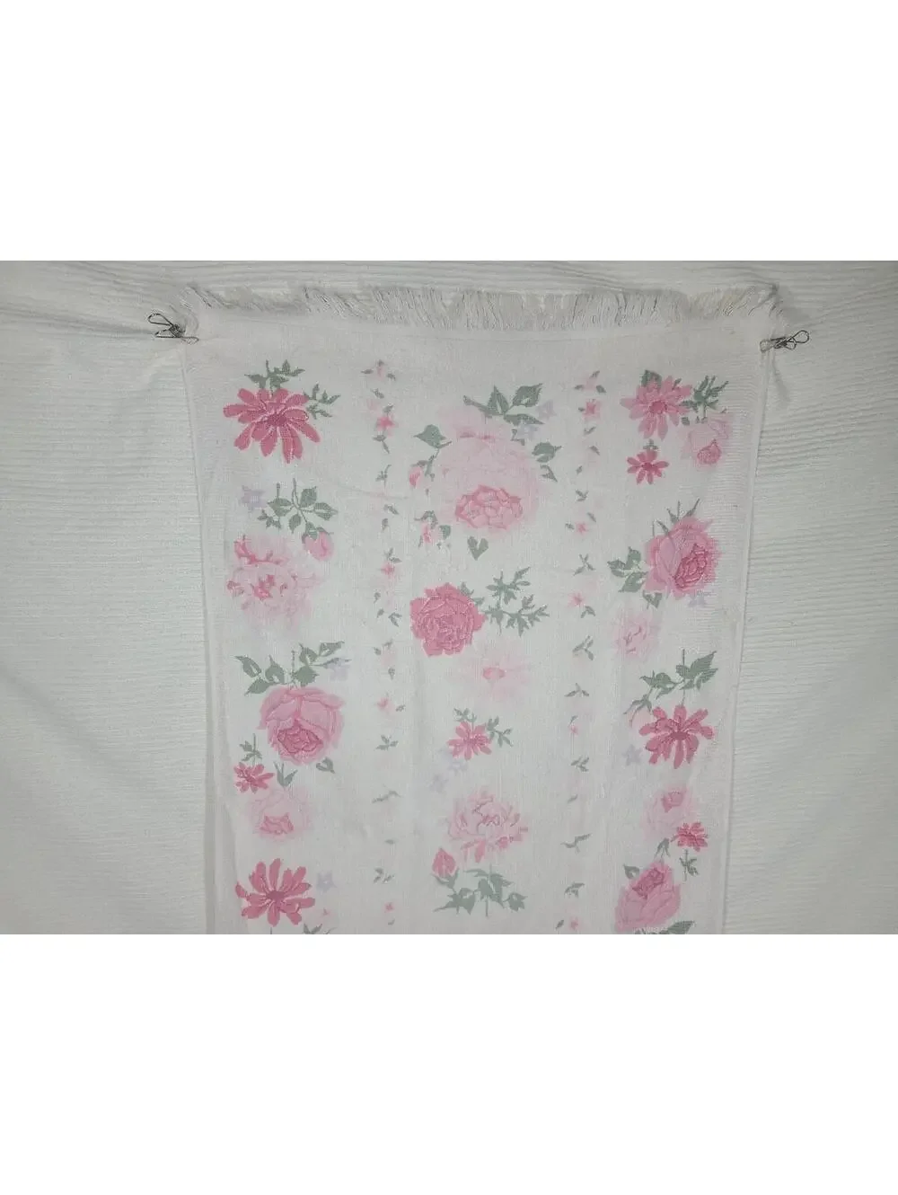 Set of 2 1960s Rose Print Bath Towel 100% Cotton Retro Vintage Bathroom Pinup